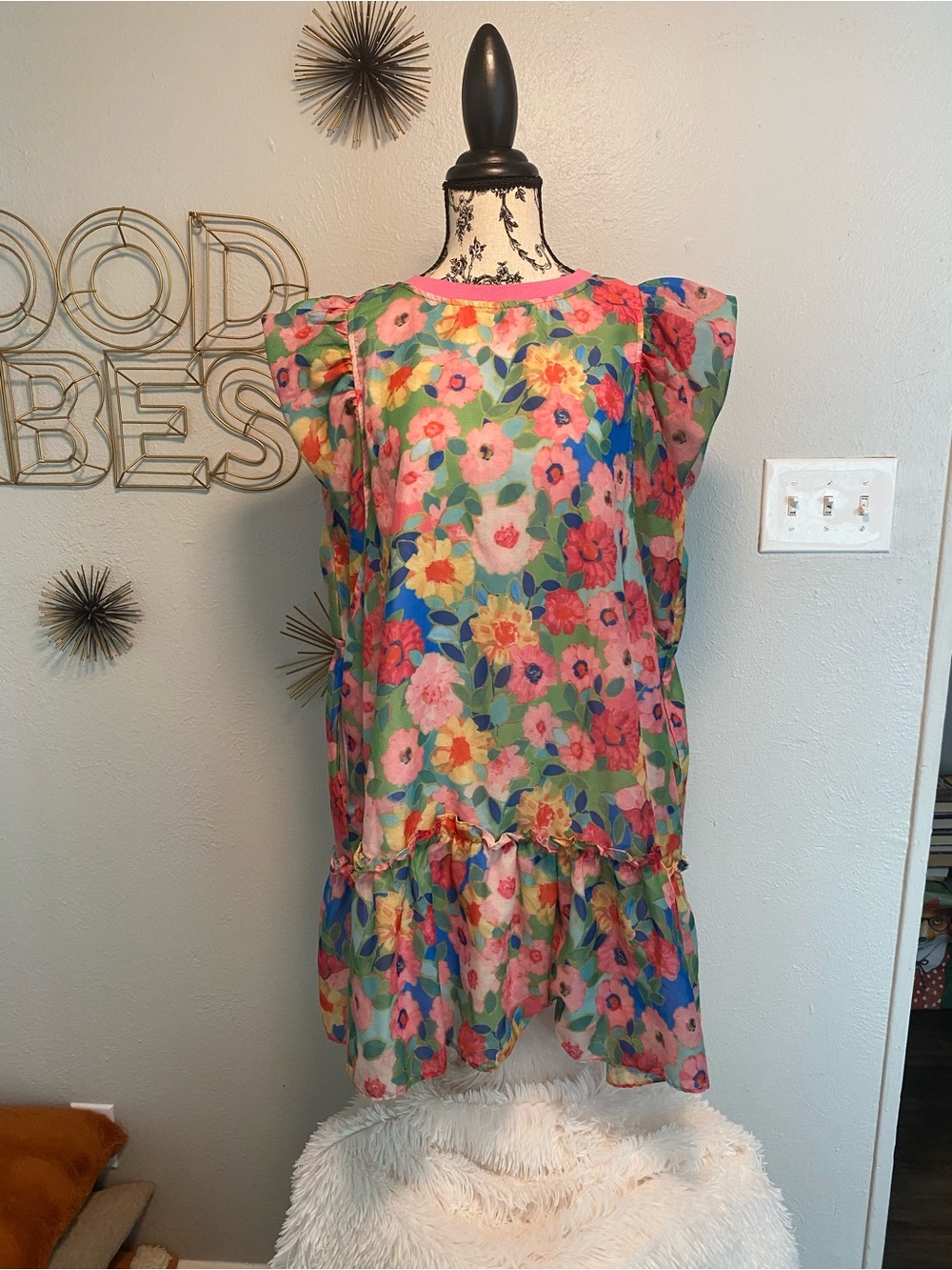 Women’s Floral Ruffle Hem Dress - Pink Multi